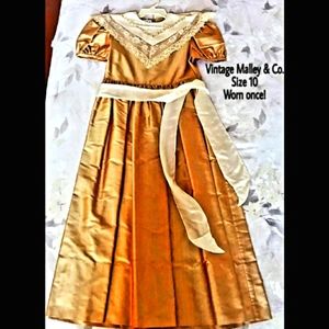 Vintage Malley & Co Girl's 100% Silk Gold Dress